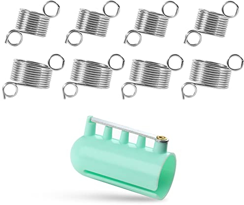 Prmape 9 Stücke Garnführung Fingerhalter, 1 Kunststoff Fingerhalter Stricken Fingerhut und 2 Metall Strickfingerhut Unterschiedlicher Größe, Geflochtener Ring für Kunsthandwerk