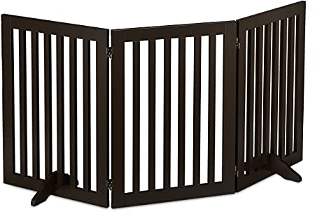 Relaxdays Absperrgitter, freistehendes Schutzgitter, HxB: 70 x 154 cm, mit Füßen, Hundeschutzgitter klappbar, braun