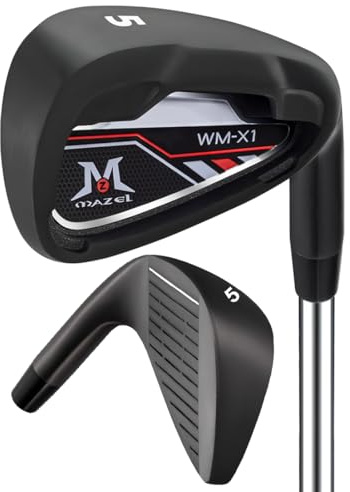 MAZEL Fer de Simple pour Homme | Fer Simple pour Club de Golf | Ensemble de fers de Golf 4-5-6-7-8-9-PW-SW | Pitching Wedge, Sand Wedge avec tiges en Acier pour golfeurs droitiers