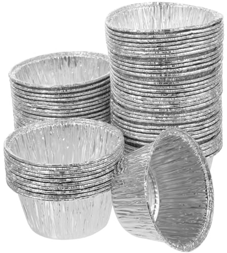 Gatuida 100 Piezas de tarta de huevo flanera con tapa aluminio para hornear empanadas molde para pasteles moldes redondos tarta huevo galleta