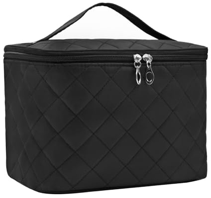 Beauty Case da Viaggio,Pochette Trucchi,Grande Borsa per Cosmetici,Beauty Case Donna per Palestra Bagno Valigie e bagagli a Mano-Black