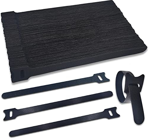 100 Pcs Serre Cable Scratch Réutilisables, 200 MM x 12 MM Attache Cable Scratch Nylon, Serre-câbles pour Bureau Maison Jardin Cable Management etc (Noir)