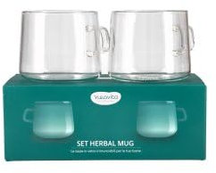 artigiano Neavita Set Herbal Mug Set da 2 Tazze in Vetro 300ml