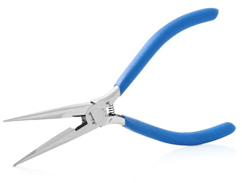 mshandto Needle Nose Pliers 6.5 Long Nose Pliers for Wire Bending, High Carbon Steel Needle Nose Plier, Serrated Jaw Pliers for Jewelry Making Electronics Repair Object Grasping Craft Making (1Pack)
