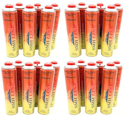 SMH LINE® 24 x 600 ml universell gaspatron för camping gasspis ogräsbrännare gasbrännare propan butan 7/16 tum eurogänga