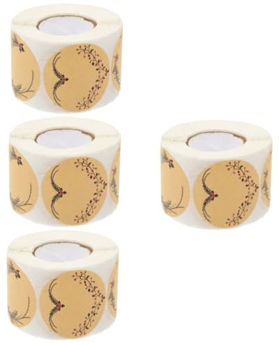 COHEALI 4 Rollen Aufkleber Aus Kraftpapier Blumenaufkleber Kraft-umschläge Mason Leere Geschenkanhänger Geschenketiketten Selbstklebende Umschlagaufkleber Multifunktion Siegelaufkleber