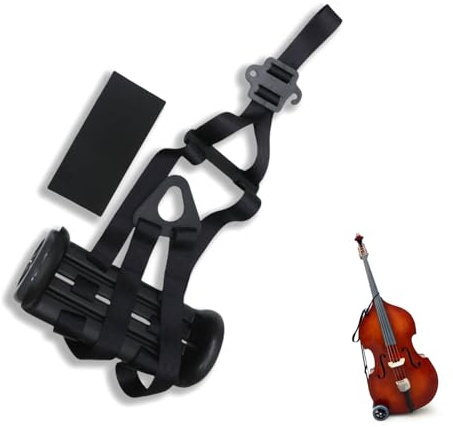 WUQIMUSC Upright Bass Cart Easy to Transport for 1/10 to 4/4 size Double Bass with Durable Wheels Long Straps including 1pcs Shim Protective Pad (1x bass cart + 1x pad)
