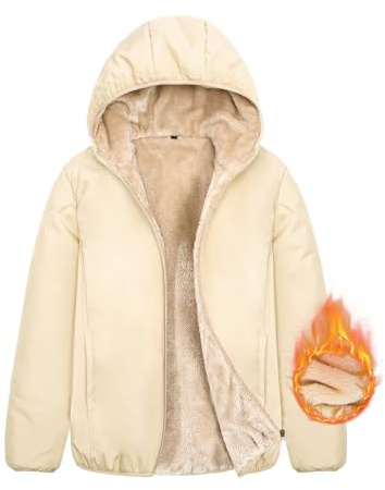 Yuson Girl Sudadera con Capucha para Mujer Invierno Chaqueta Cálido Abrigo con Forro Polar Cremallera Manga Larga Hoodie Sweatshirt Otoño Ropa Deporte Cárdigan con Bolsillo(Caqui, XL)
