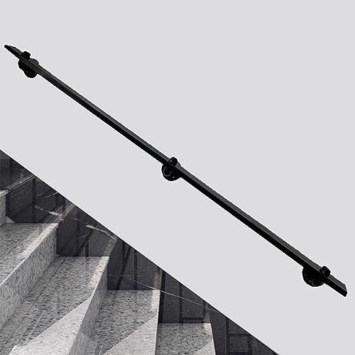 Pasamanos para escaleras de color negro, antideslizante, 1 m, 2 m, 3 m, 4 m, para interiores y exteriores, para tejado doméstico, soportes de pared incluidos