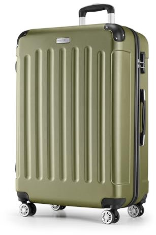 MERISH Reisekoffer Koffer Kofferset Trolleys Zwillingsrollen 3tlg. Hartschale in 9 Farben (Oliv, XL)