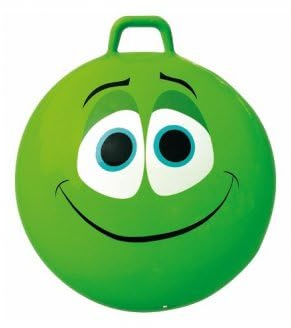 cavernedesjouets Ballon Sauteur géante Smiley Skippy Ball 65 cm Vert Visage - Jeu pour Sauter Balle Gonflable avec poignée - Gym Sport - Enfant 80 kg Max + 1 Carte Animal