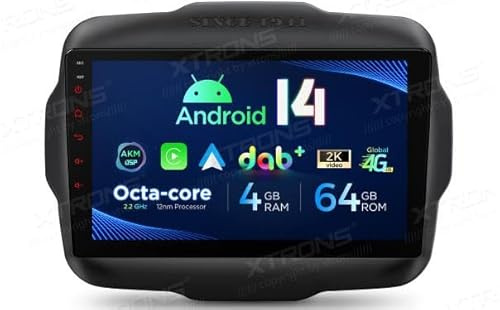 XTRONS GPS-bilradio för Jeep Renegade, Android 14, Wi-Fi, CarPlay, DAB+, 180W, Bluetooth, 4G