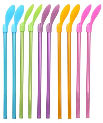 10 Piezas Pajitas Reutilizables, Cuchara de Paja, Pajitas Bubble Tea, Multicolores para Smoothie, Bubble Tea, Cócteles, Café Frío, Leche y Otras Bebidas, Eco-Friendly y Fáciles de Limpiar