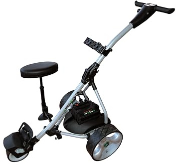 Pro Kaddy Carro de Golf eléctrico S2G Plata Digital con Asiento removible,USB y batería de Litio de 18 amperios
