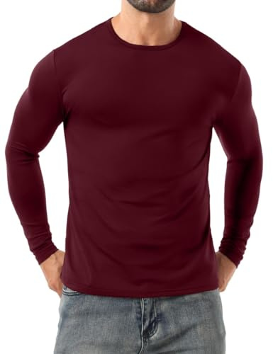 PrinStory Maglia termica da uomo UK a maniche lunghe biancheria intima termica girocollo base strato invernale caldo morbido t-shirt