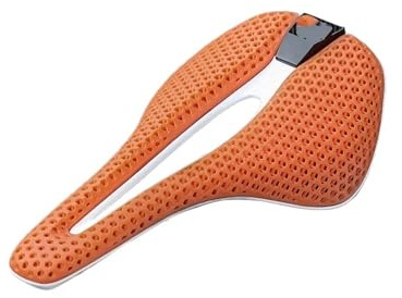 Selle de vélo Course en Fibre Carbone Blanche, imprimée, Zone d'absorption des Chocs, résine alvéolée(Black White Saddle)