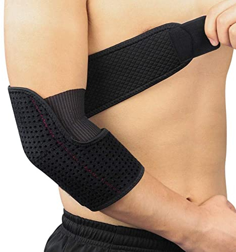 XFSRG Gomitiera Sportiva Compressiva e Traspirante Gomitiere Palestra Chiusura Regolabile con Velcro Tutore Gomito per Tennis Fitness Pallavolo Allenamento di Pallacanestro