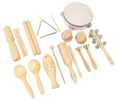 aqxreight 10 Pièces Ensemble d'Instruments de Percussion Musicale en Bois et en Acier Inoxydable, Les Instruments de Musique pour Tout-Petits sont Résistants aux Matériaux, Matériau de Percussion