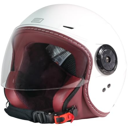 ORIGINE Casque Moto Jet Homologué ECE 22.06, Casque Scooter Urbain Léger et Compact avec Visière Transparente Longue