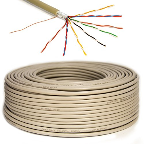 Premium X 100m Telefonkabel 8x2x0,6mm J-Y(ST) Y Telefonleitung 16-Adern rund Fernmeldekabel Installationsleitung Verlegekabel
