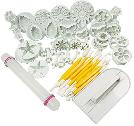 VONUOBEY 14 Sets (46 Stück) Blume Fondant Werkzeuge Kuchen Sugarcraft Dekorieren Kit Keksform Fonant Zuckerguss Kolben Ausstechformen Kuchen Werkzeuge