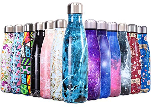 QXuan Bottiglie isotermiche d'acqua in Acciaio Inox isolate a doppia parete 500ml senza BPA,per lo Sport Ufficio Scuola (C8)