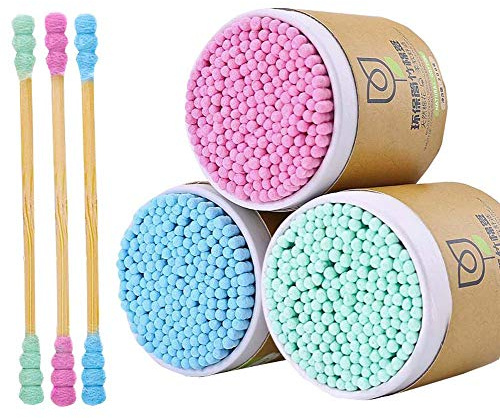 Bastoncillos de algodón de 600 recuentos Bastoncillos de oreja orgánicos libres de crueldad de doble punta D07