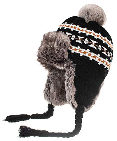 KKPW Wintermütze Damen Outdoor Warm Winddicht Strickmütze Fliegermütze Ohrenschützer Hut Gestrickt Mütze mit Ohrenklappen