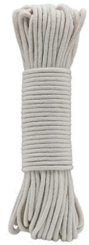 Jukway Corda in Cotone Naturale 3mm, Corda Intrecciata Rotonda 20m/65piedi con Anima, Filo macramè Multifunzione per Cucire, Impacchettare, Decorazioni Fai-da-Te, Artigianato - Bianco Grezzo (20M)
