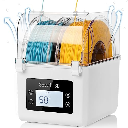 3D Printer Filament Dryer, Sovol SH01 Filament Dehydrator Spool Holder, Dry Box for Keeping Filament Dry During 3D Printing, Compatible with 1.75mm, 2.85mm Filament and PLA PETG TPU ABS Material