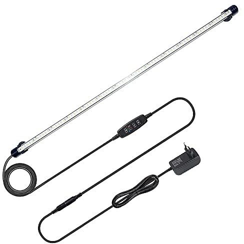 VARMHUS Tauchen Aquarium Licht,Aquarium LED Beleuchtung mit Timer Auto On/Off Dimm-Funktion,3 Lichtmodi Weiß&Blau&Weiß-Blau,10 Helligkeitsstufen optional&3Stufen der Zeitschleifenfunktion 71cm