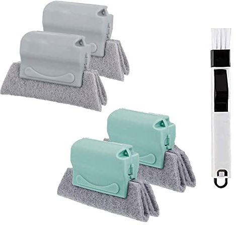 Norhogo Lot de 4 brosses de Nettoyage de rainures de fenêtre - Brosse Nettoyage pour Joints de Porte - Nettoyage de Tous Les Coins et espaces - pour Cadre de fenêtre - pour Cuisine et
