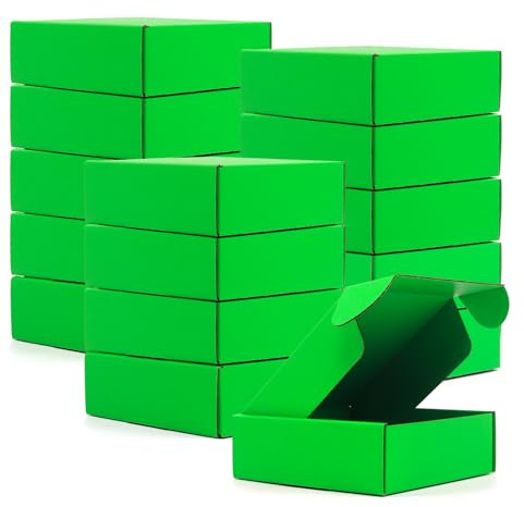 15 Pcs Cardboard Boxes Shipping Boxes, Recyclable Corrugated Cardboard Box Small Mailing Storage Gift Boxes for Shipping, Mailing, Gifts Packaging, Small Business, 6x6x2 (Grass Green)