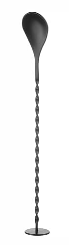 HENDI Cucchiaio da bar con pestello, BarUp, cucchiaio da cocktail a spirale, barista, cucchiaio miscelatore da cocktail con manico lungo, 280x35mm, acciaio inox con rivestimento in polvere nera