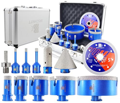 BRSCHNITT Punte Diamantate Gres Porcellanato - 6/6/8/20/35/50/68/110mm frese diamantate, 10mm Fresa, 50mm Punte Smusso,125mm X Disco,per Porcellana Piastrelle Ceramica Marmo Granito