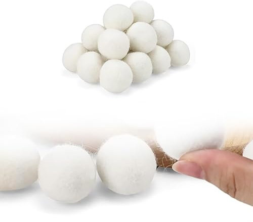 HJIAMA 20 Pièces Boule de Séchage, Boule Seche Linge, Blanc, Fabriqué en 100% Pure Laine, Rapide Boules de Séchage, Convient pour Absorber les Peluches, Sécher les Vêtements