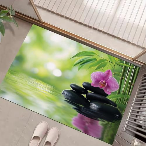 NAWVNMI Teppiche für Schlafzimmer und Wohnzimmer - Bambus-Teppiche 120x180cm rutschfest weich kurzflorig Retro-Bambusblumen-Teppich - Teppich für Esszimmer leicht zu reinigen