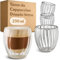 Cosumy Doppelwandige Cappuccino Gläser 230ml - 4er Set - Elegantes Riffel-Design - Kristallklare Thermogläser - Spülmaschinenfest
