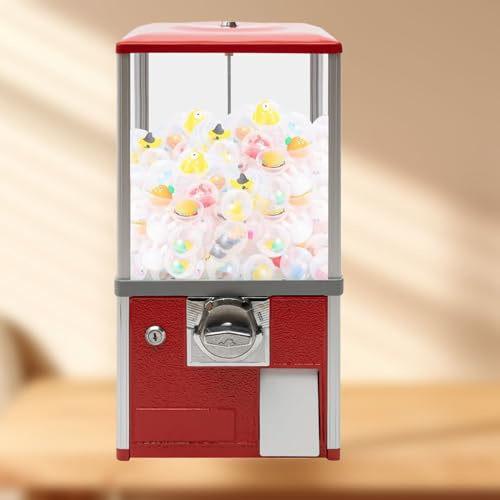 Myntautomat, stor godis- och tuggummimaskin, myntdriven godismaskin, automatisk kapselmaskin för butiker, för kapselleksaker med en diameter på 4,5-5,5 cm(Red,1 EUR/One Times)