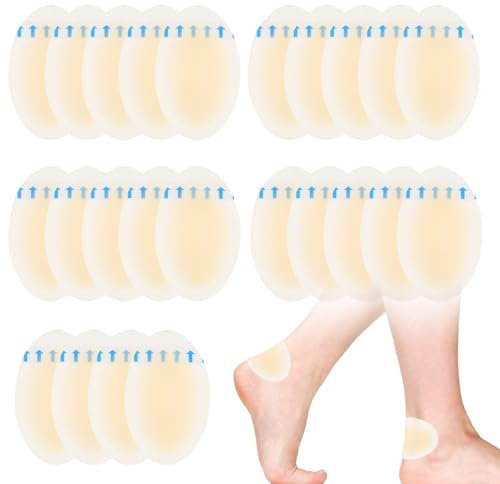 Yesimola 24 Pieces Blasenpflaster Ferse Hydrokolloid Pflaster,Wasserdicht Gel Pflaster,Invisible Hydrocolloid Gel Blister Bandages für Zehen und Finger Vorfuß Ferse Fersenschutz Schutzhaut