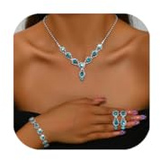 Gkaopi 3 Pièces Parure Bijoux Femme Mariage Femme Cristal Mariée Collier Pendentif Boucles d'oreilles et Bracelet Cubique Zircone de Bijoux Ensemble Mariage d'honneur Bijoux