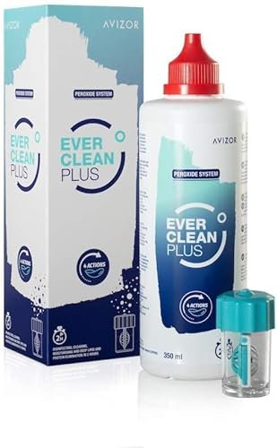 Avízor Ever Clean Plus 350 ml + 45 comprimés - Solution de nettoyage et désinfection pour lentilles de contact - Élimine lipides et protéines - Sans conservateurs