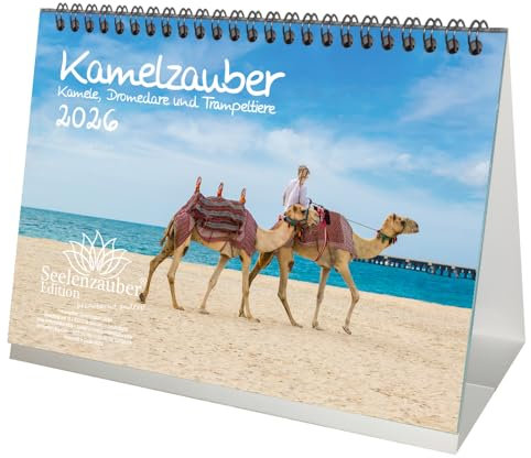 Animali magici cammelli dromedare animali da calpestio DIN A5 calendario da tavolo per 2026 deserto africano – magia dell'anima