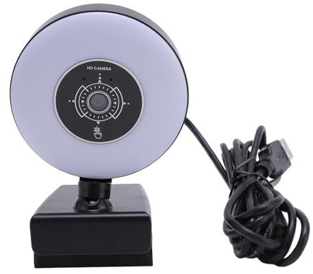 4K Webbkamera med Ljus, HD -Webbkamera för PC, med AF Automatisk Fokus, Dubbla Omnidirektionella Mikrofoner, Fjärrkontroll, Mjukfyllningsljus