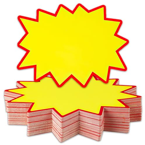 50 Pcs Price Stickers, Price Tags for Display, Promotion Pricing Tag, Single-Side Printing Blank Star Burst Sales Pricing Label Tags for Retail Store Grocery Shop Party Favors, 7 x 5cm/2.76x1.97inch
