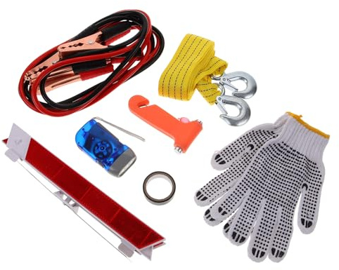 TOGEVAL Trousse à Outils Automobile Multifonction 8 Pièces pour Dépannage Voiture, Kit D’assistance Routière Compact, Accessoires Auto pour Inspection et Urgence Véhicule