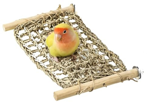 Escalera para Jaula de Aves - Soporte de Escalada y Masticación para Periquitos - Soportes Ejercicio con Escalera y Puente Hierba Marina destinados a Aves | para Cotorra, Ninfa, Agapornis, Canario, Pi