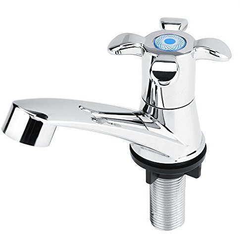 Modern ABS Single Cold Faucet Chrome Finish Water Tap Sink Accessories for Home Bathroom Washbasin Kitchen Hand Basin 3 Handle Type Optional (Blossom)