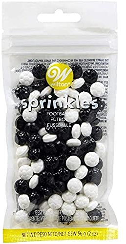 Wilton Football Sprinkles Pouch, Black and White, Edible, 56 g 03-2135