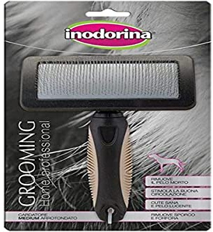 Inodorina Katzen- und Hundekardätsche (Größe M) - Abgerundete Kardätsche mit Edelstahldrähten - Ideal für langes und mittleres Haar - Entfernt überschüssiges Haar und verleiht dem Fell Glanz